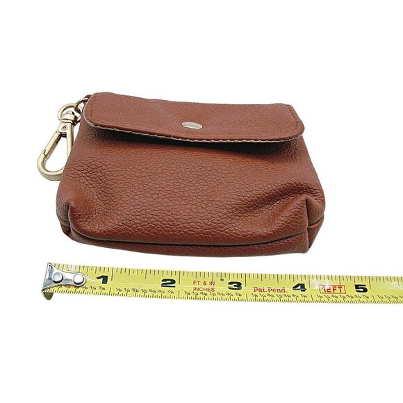 NEW Vegan Leather Belt Loop Latch Wristlet Pouch Wallet Tan Toffee Snap Closure - Picture 5 of 9